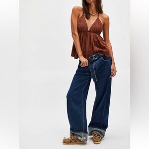 Free People East Bay Cuffed  Wide-Leg Jeans